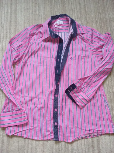 Camisa social listrada rosa
