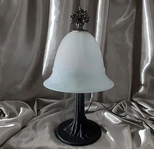 LUMINÁRIA ABAJUR BRONZE CÚPULA PASTA DE VIDRO DECORAÇÃO CENTRO DE MESA ESTATUÁRIO.