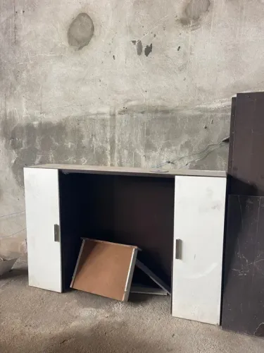 Rack com armário MDF tabaco com branco