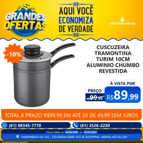 CUSCUZEIRA TRAMONTINA TURIM 10CM ALUMINIO CHUMBO REVESTIDA 20273610