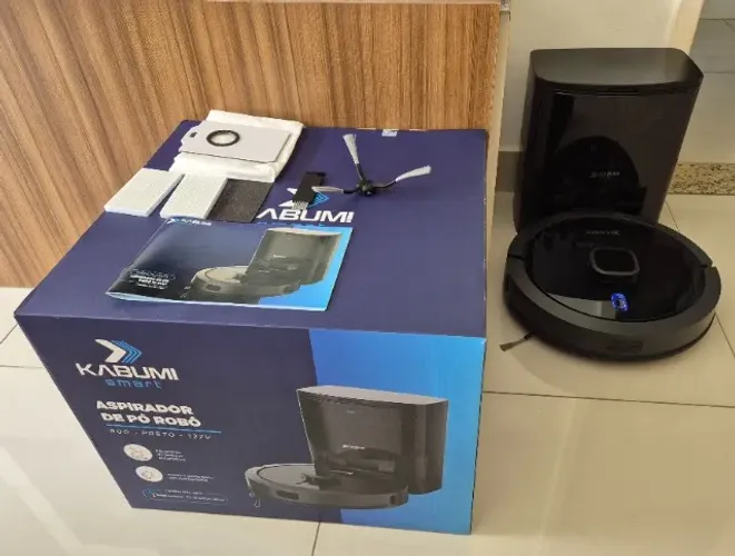 Robô Aspirador Passa Pano KABUM Smart 900 - Base 2 em 1, Com Map. 3D. 