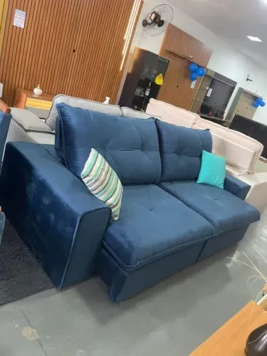 Sofá de Canto Azul - com design moderno 