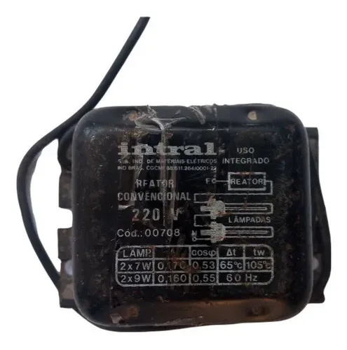 Reator Convencional 220v P/ Duas LÂmpadas 7 Ou 9w