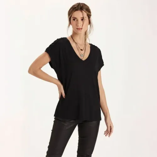 Camisa blusa Brooksfield Donna muscletee mulett preta