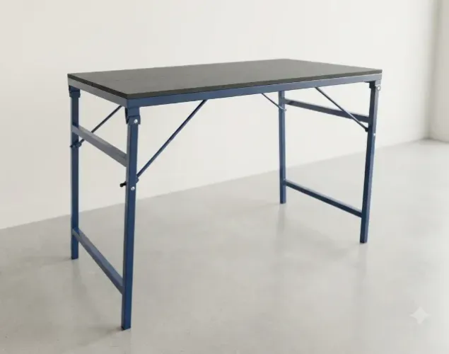 Mesa / bancada de trabalho dobrável - reforçada em aço  - tampo em madeira - 108 x 64cm