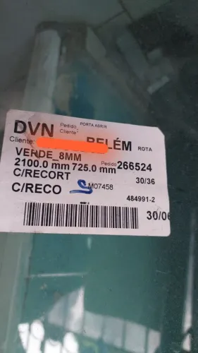Porte pivotante 0,72 largura x 2,10 altura vidro 8mm verde produto novo nunca usado