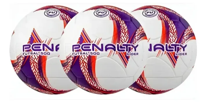 Kit 3 Bolas Futsal Penalty Lider