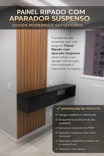 Painel Ripado com aparador Suspenso