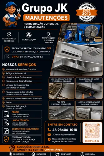 Manutenção de equipamentos refrigerados, indústrias  e climatização
