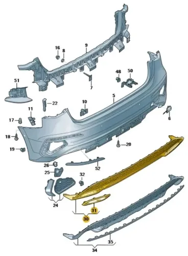 Spoiler Para-choque Traseiro Audi A3 Sportback 2022 2023 2024 (Usado)