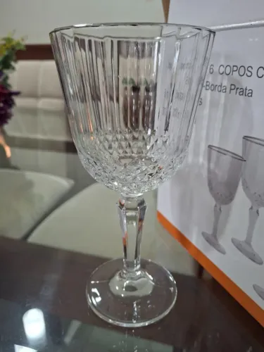 Taças de vidro com borda fio prata Casambiente