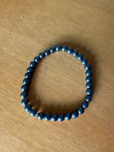 Pulseira Masculina De Bolinha Pedra Hematita 8mm