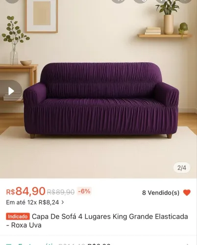 Capa para sofá KING roxa