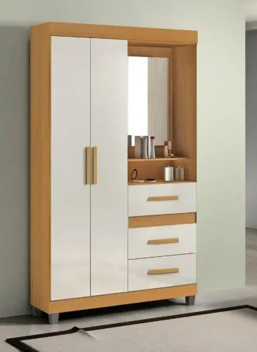 Guarda-Roupa Capelinha 2Portas 3Gavetas Solteiro C\ Espelho Dividimos Em Até 10x Sem Juros