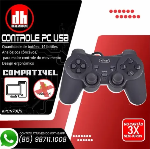 Controle Joystick Para Computador Pc Gamer Usb