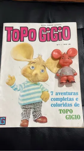 Revista Topo Gigio número 1 com boneco em plástico bolha