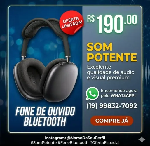 Fone potente bluetooth