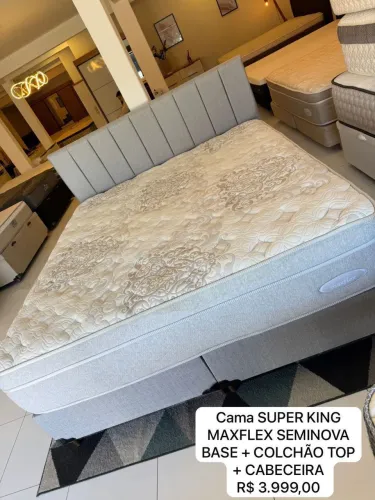 Cama box com cabeceira KING SIZE MAXFLEX SEMINOVA TOP - ENTREGO