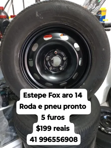 Roda estepe Fox aro 14 roda e pneu pronto. Roda 5 furos original VW Volkswagen 