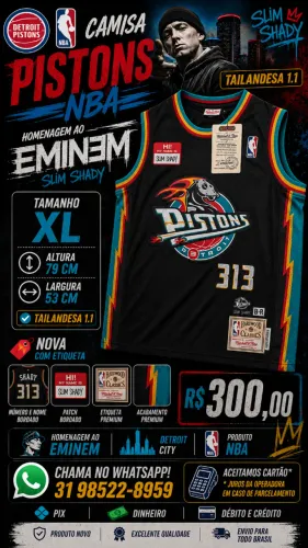 Camisa NBA Detroit Pistons - Slim Shady Eminem
