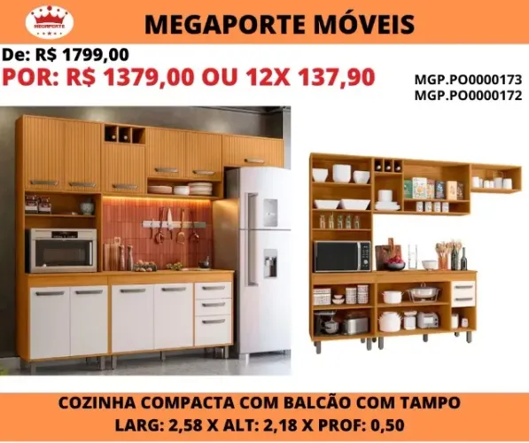 COZINHA COMPACTA C/BALCÃO DE TAMPO