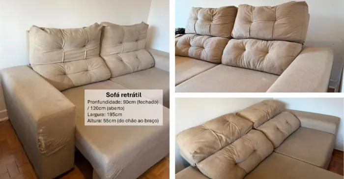 Sofá retrátil de 3 lugares