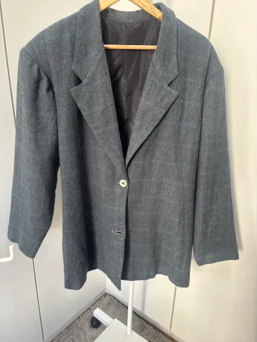 Blazer Feminino Lanzinha Xadrez Azul Cinza G 48 2 Botões FRETE GRÁTIS