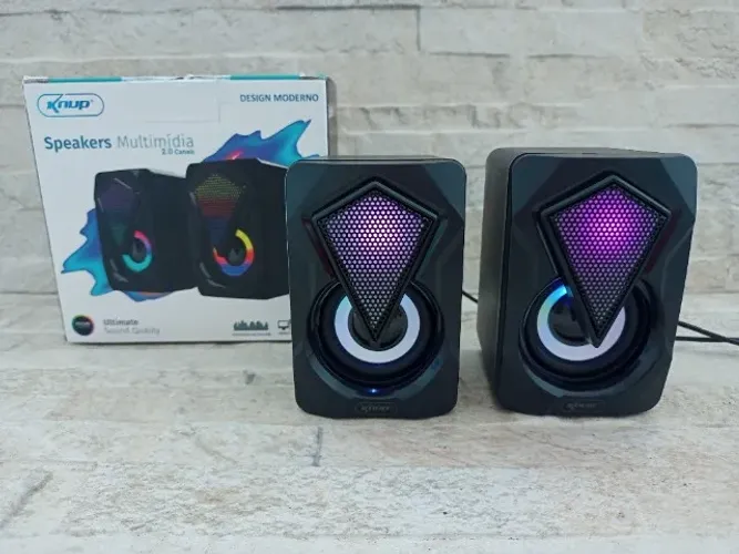 Caixa de Som Gamer Para Computador Usb Rgb Led Cabo P2
