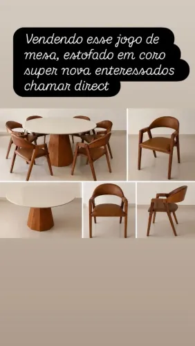 Mesa de sala de jantar 6 lugares, mais 6 cadeiras madeira estofado Premium 
