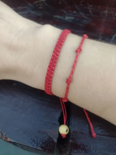 Kit 2 Pulseiras Vermelhas Kabbalah Macramê e 7 Nós