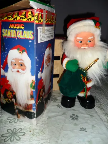 Papai Noel Musical Walking Santa Cluas 40Cm Vintage