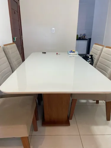 Mesa 6 cadeiras tampo de vidro