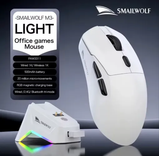 Mouse Gamer Ergonômico Sensor Óptico PAW3311, 12000 DPI, 1000Hz