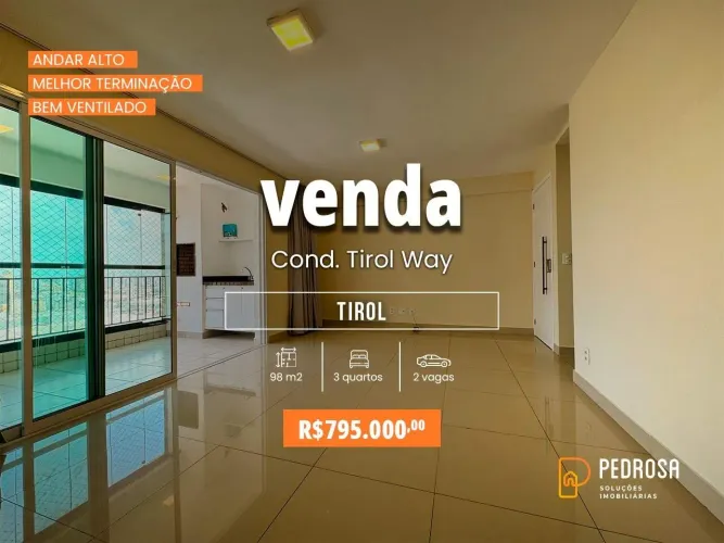 Apartamento à venda com 98 m2 - 3 quartos - no bairro de Tirol/Natal - 2 vagas