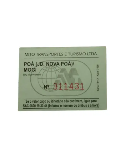 Bilhete antigo de ônibus Mito Turismo - Linha 481: Ano 2005