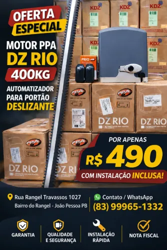 Motor para portão PPA DZ Rio 400kg com Instalação Inclusa