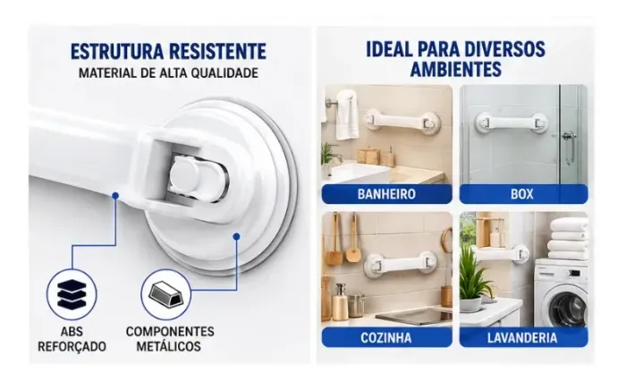 kit 2 base movel com ventosa barra apoio segurança sem furo 40cm msl-013