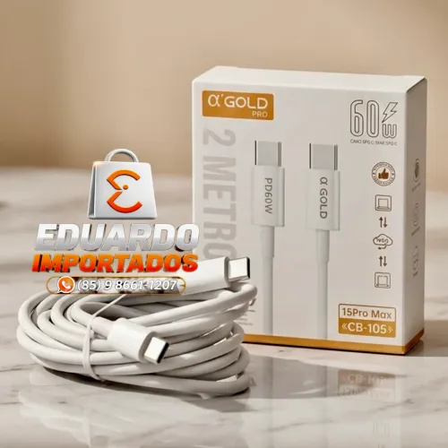 Cabo Tipo C x Tipo C Carregamento Rápido 60W PD - 2 Metros