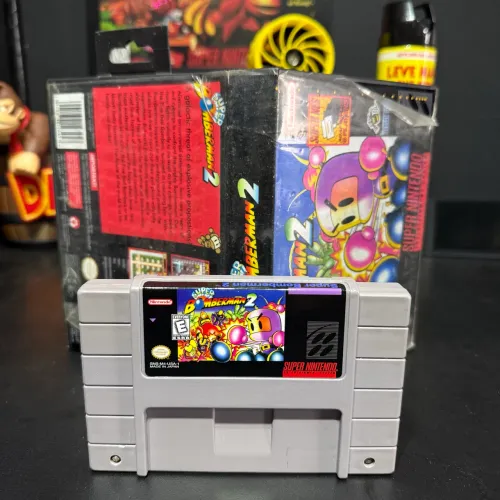 Cartucho SNES Super Bomberman 2 + Caixa de locadora