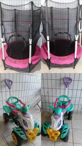 Cama elástica  e motinhas de passeio
