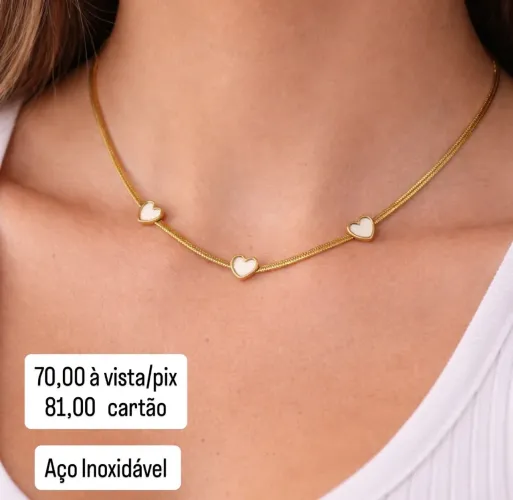 Colar Corações - Aço Inoxidável