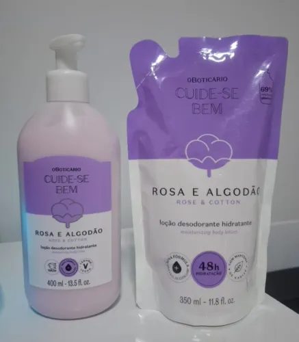 O Boticário Cuide-se Bem | Hidratante 400ml + Refil 350ml | Rosa e Algodão ou Nuvem