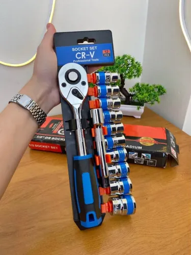 Jogo de Soquete 1/2" CR-V - 12 Peças (10 a 24mm) com Extensão