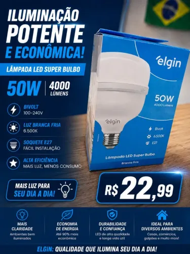 Lâmpada bulbo LED 50W