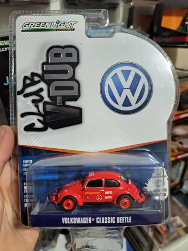 Miniatura Volkswagen Fusca Bombeiros Brasil Vermelho Greenlight 1:64 Novo e LacradoBeetle
