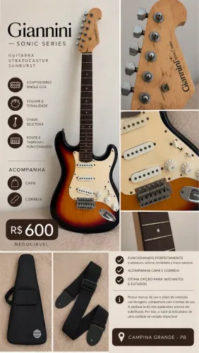 Guitarra Giannini Sonic Series Stratocaster Sunburst