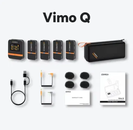Microfone Sem Fio Vimo Q - 04 Mic para Smartphone e Câmeras 