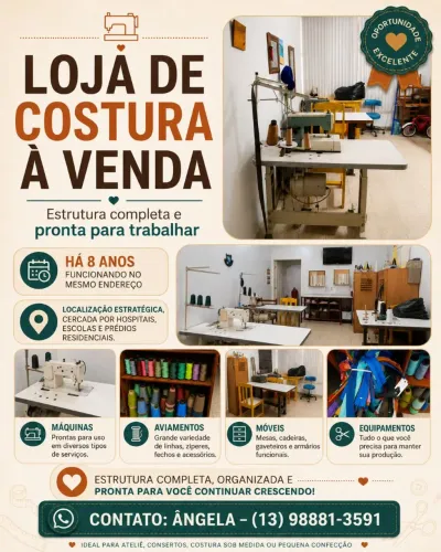 LOJA DE COSTURA À VENDA