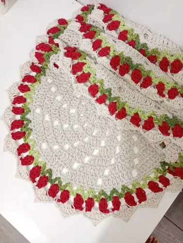 Kit sousplat flor em crochê 