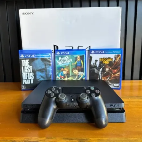 PS4 Slim 1TB Pronta Entrega Com Garantia Jogo e Controle Original